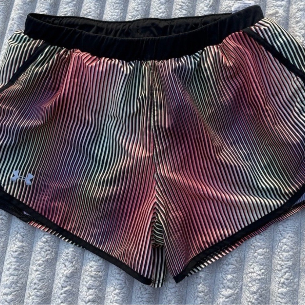 Under Armour Black and Pink Striped Athletic Shorts